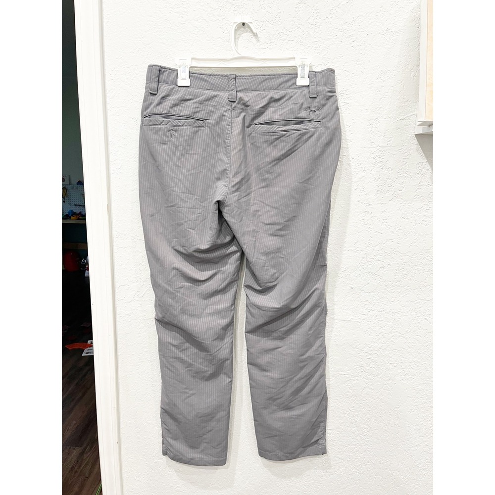Under Armour Mens Gray Pinstripe Golf Pants Flat Front Trousers 34x34 - Picture 2 of 7